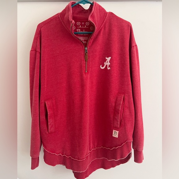 Pressbox Tops - Alabama Crimson Tide Pressbox Red Quarter-Zip Sweatshirt